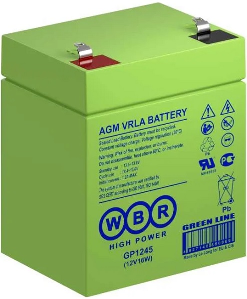 

Аккумулятор WBR GP1245 (12V16W) WBR 16Ач, GP1245 (12V16W) WBR