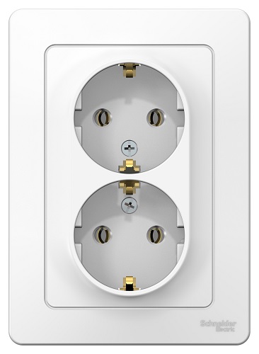 

Розетка Schneider Electric BLNRS001021 2-ая с/з без шторок, 16А, 250В (белый) внутр, BLNRS001021