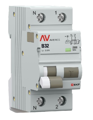 

Автомат дифференциальный EKF rcbo10-1pn-32B-30-a-av DVA-10 1P+N 32А (B) 30мА (A) 10кА AVERES, rcbo10-1pn-32B-30-a-av
