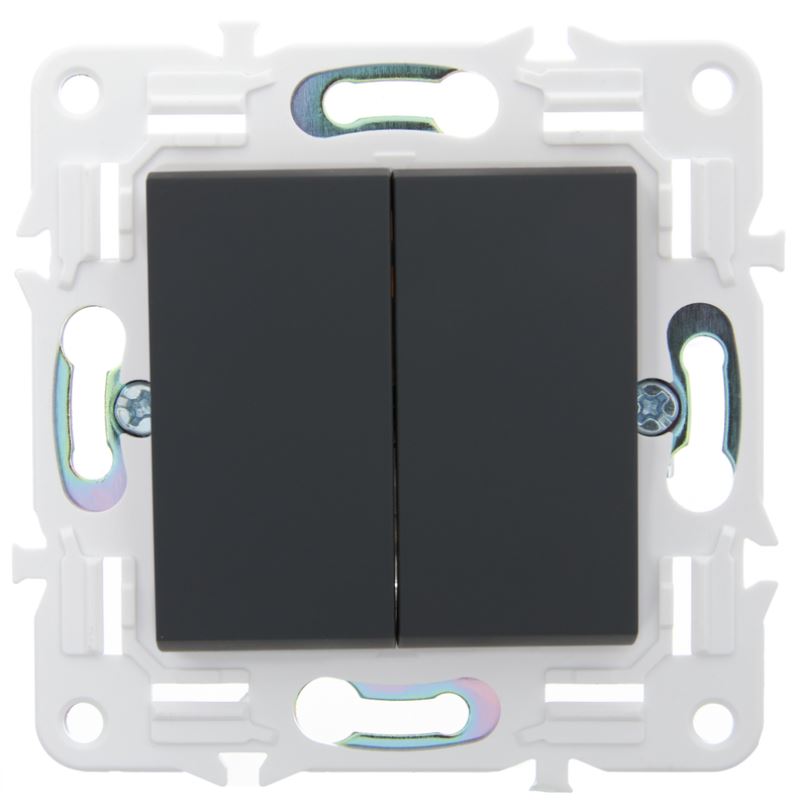 

Выключатель двухклавишный с подсветкой IEK SK-V20-1-10-K53 SKANDY 10А SK-V09G графит, SK-V20-1-10-K53