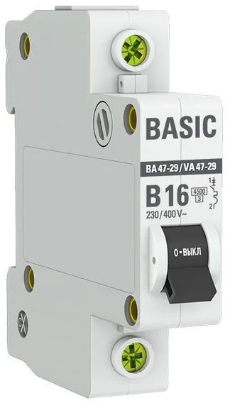 

Автоматический выключатель EKF mcb4729-1-16-B 1P 16А (B) 4,5кА ВА 47-29, mcb4729-1-16-B