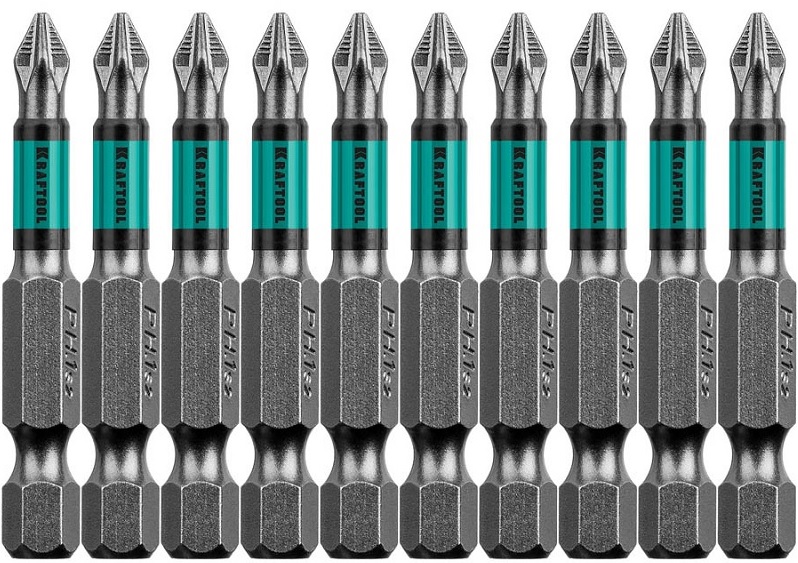 

Набор бит Kraftool Optimum Line 26122-1-50-10 Kraftool PH1, 50мм., E 1/4", 10шт. в блистере, Optimum Line