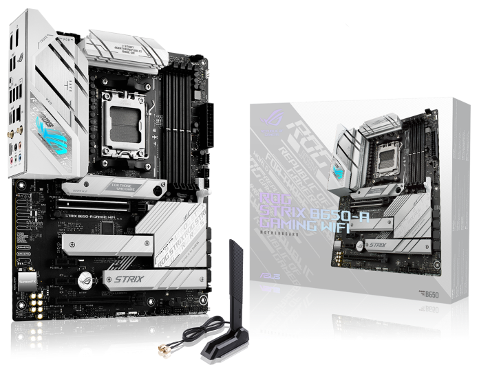 

Материнская плата ATX ASUS ROG STRIX B650-A GAMING WIFI (AM5, AMD B650, 4*DDR5(6400), 4*SATA 6G RAID, 3*M.2, 4*PCIE, 2.5Glan, WiFi, BT, USB Type-C, 3*