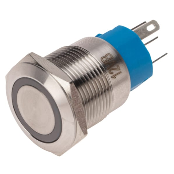 

Кнопка Rexant 36-3421 антивандальная диам. 19 12В(LED) Фикс (5с) OFF-ON/ON-OFF подсв/синяя, 36-3421