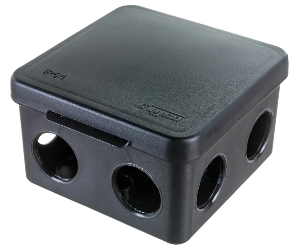 

Коробка распределительная RUVinil 67040МЧ 80х80х50мм откид. Крышка УХЛ1 IP54 цвет: черный, 67040МЧ