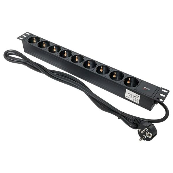 

Блок розеток 19", 9 розеток EKF TRP-HPD-16A-9SH-2MSH PDU TERACOM PRO 1U 16А/250В Schuko шнур 2 м 3x1,5 мм2 вилка Schuko корпус алюминий черный, TRP-HPD-16A-9SH-2MSH