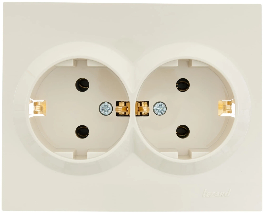 

Розетка Lezard 742-0300-127B VESNA 2-м СП с заземл. ПБТ кремов., 742-0300-127B