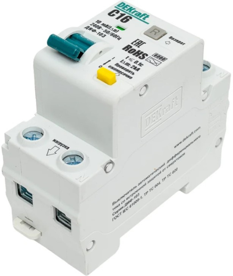 Изображение товара Автомат защиты DEKraft 16338DEK 16А 230-400В 1P+N C 6 кА