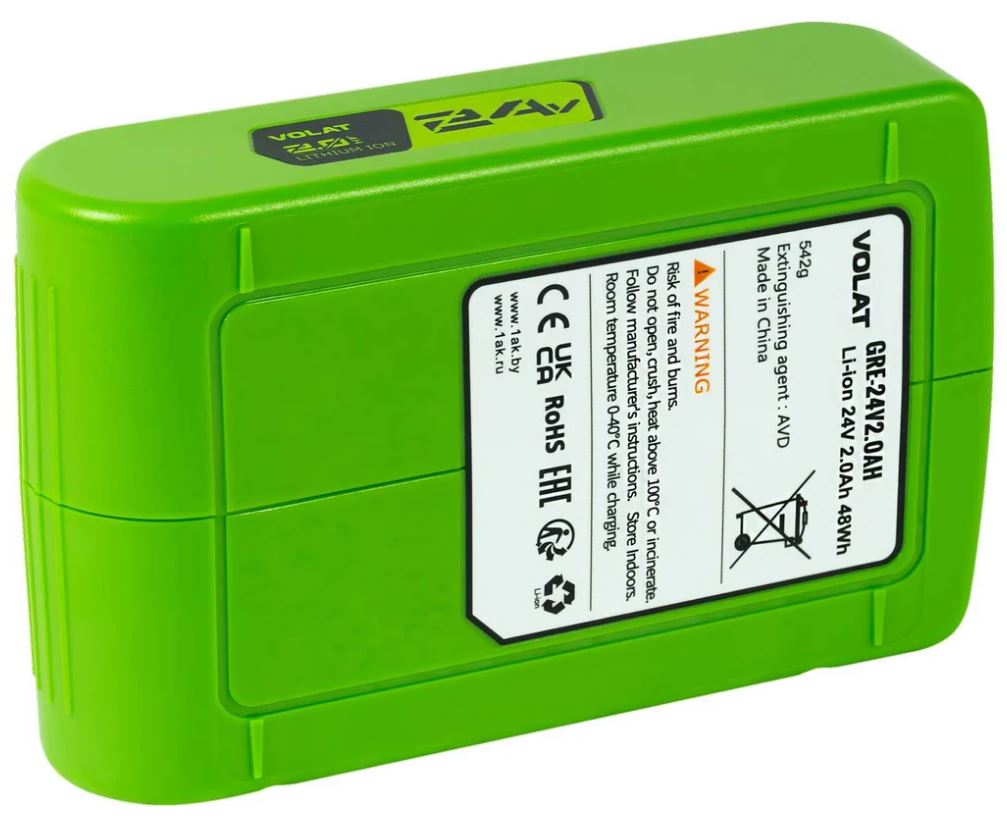 

Батарея VOLAT VT-GRE-24-2 аккумуляторная для Greenworks 24.0V 2.0AH (Li-ion), VT-GRE-24-2