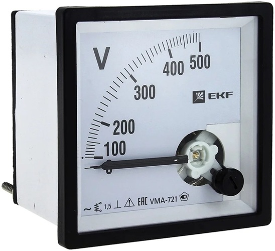 

Вольтметр EKF vma-721-500 VMA-721 аналоговый на панель (72х72) квадратный вырез 500В прямое подкл. PROxima, vma-721-500