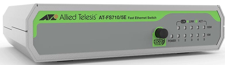 

Коммутатор неуправляемый Allied Telesis AT-FS710/5E 5x10/100TX unmanaged switch with external PSU, Multi-Region Adopter, AT-FS710/5E