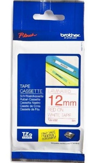 

Наклейка Brother TZE232 Наклейка ламинированная TZ-E232 (12 мм красн/бел, замена TZ-232), TZE232