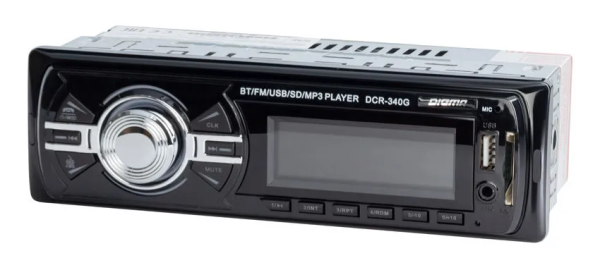 Изображение товара Автомагнитола Digma DCR-340G 1DIN с Bluetooth и 45Вт