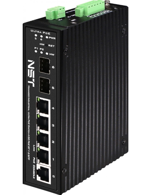 

Коммутатор промышленный NST NS-SW-4G2G-PL/IM HiPoE Gigabit Ethernet на 4GE PoE + 2 GE SFP порта с функцией мониторинга температуры/влажности/напряжени, NS-SW-4G2G-PL/IM