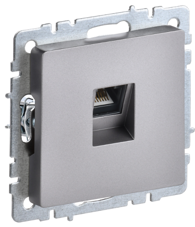 

Розетка компьютерная IEK BR-K10-1-K46 BRITE RJ45 кат.5E РК10-БрС Сталь, BR-K10-1-K46