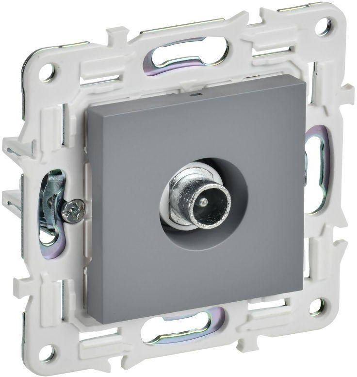 

Розетка телевизионная проходная IEK SK-A10-P-K03 SKANDY SK-A17Gr серая, SK-A10-P-K03