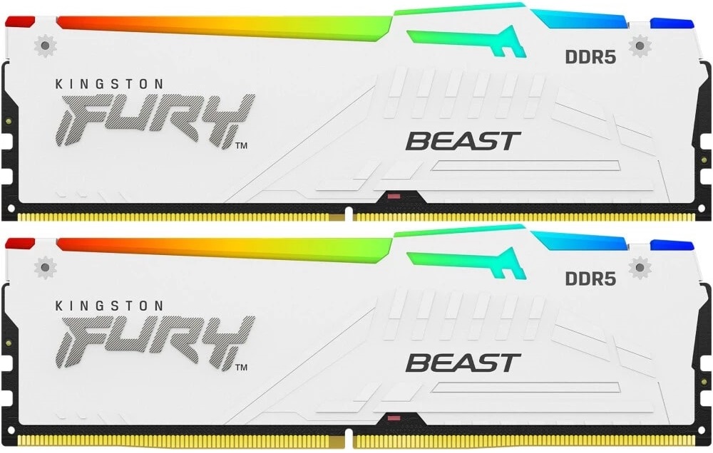 

Модуль памяти DDR5 32GB (2*16GB) Kingston FURY KF560C36BWE2AK2-32 Beast White RGB, PC5-48000, 6000MHz, CL36, 1,35V, XMP, радиатор, KF560C36BWE2AK2-32