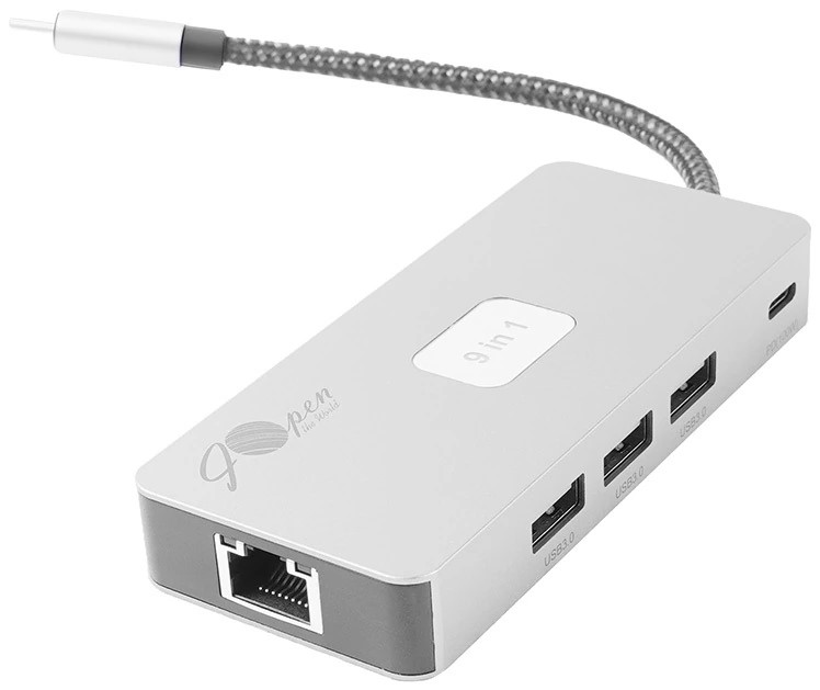 

Адаптер iOpen ACUE58 USB 3.1 Type-Cm/HDMI, RJ45, 3USB3.0, USB2.0, SD/TF, PD, ACUE58