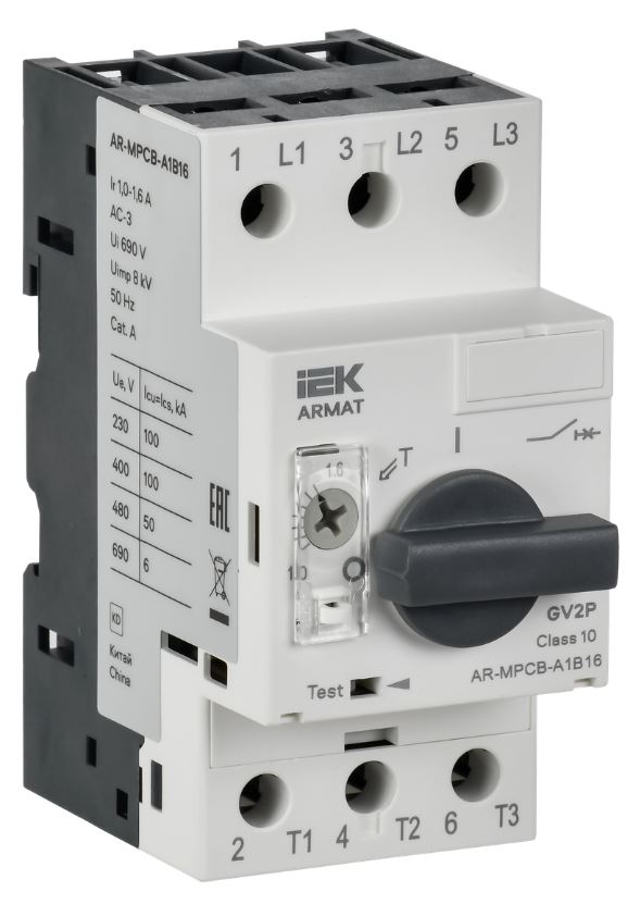 

Автоматический выключатель для защиты двигателя IEK AR-MPCB-A1B16 ARMAT A1 GV2P 1-1,6А, AR-MPCB-A1B16