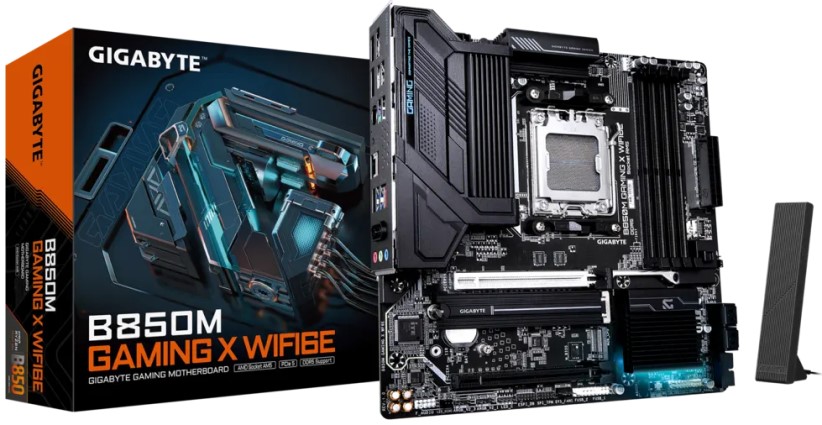

Материнская плата mATX GIGABYTE B850M GAMING X WIFI6E (AM5, AMD B850, 4*DDR5, PCIe, 2*M.2, 4*SATA, 2*USB 2.0, USB 3.2, USB Type-C, WiFi, BT, HDMI, 2*D, B850M GAMING X WIFI6E