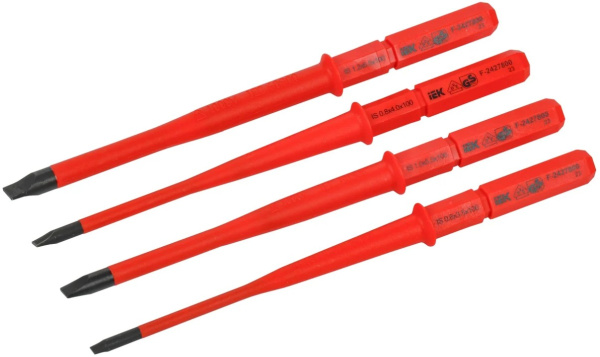 Изображение товара Набор диэлектрических жал IEK с 4 плоскими шлицами без рукоятки