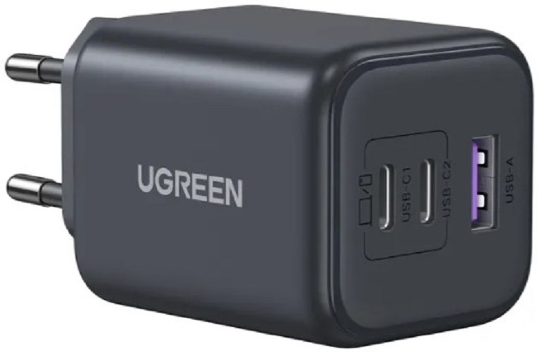 

Зарядное устройство сетевое UGREEN X527 65156B_ 45W 3-Port USB-A+2-USB-C GaN Fast Charger EU. Цвет: серый, X527