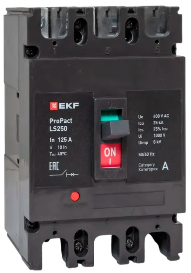 Изображение товара Автоматический выключатель EKF mccb-250-25-3-125-ls с литым корпусом 3 полюса