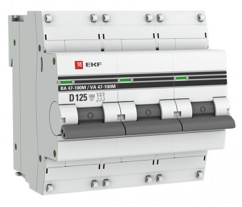 Изображение товара Автоматический выключатель EKF mcb47100m-3-125D-pro для защиты электросети