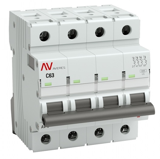 

Автоматический выключатель EKF mcb6-DC-4-63C-av AV-6 DC 4P 63A (C) 6kA AVERES, mcb6-DC-4-63C-av