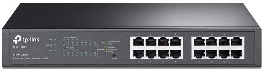 

Коммутатор PoE TP-LINK TL-SG1016PE Easy Smart, 8x10/100/1000 PoE+ (110Вт), 8x10/100/1000, TL-SG1016PE