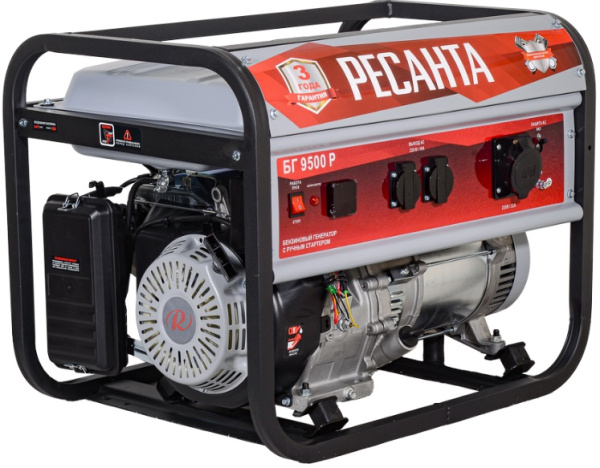 Изображение товара Генератор Ресанта БГ 9500 Р бензиновый мощный профессиональный электростанция