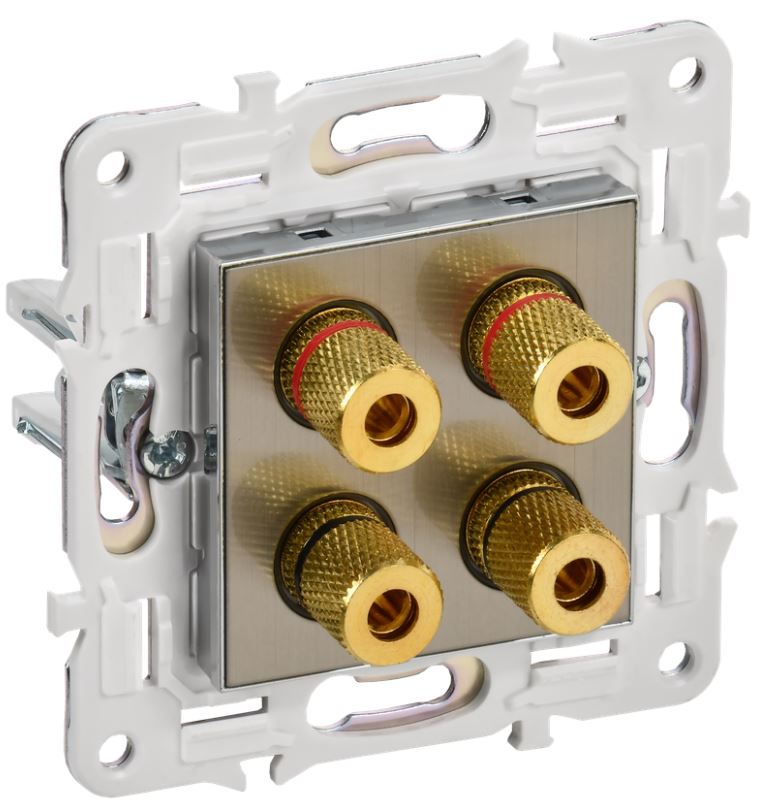 

Розетка аудио IEK SK-S40-K50 SKANDY 4-местная SK-A01N металл никель, SK-S40-K50