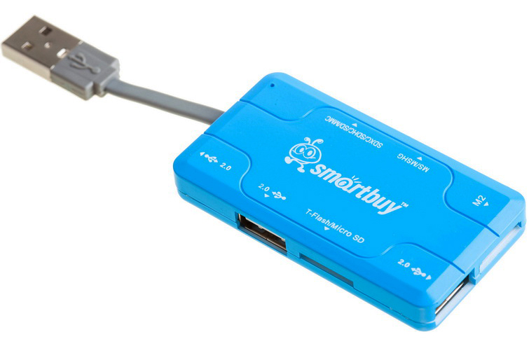 

Карт-ридер внешний SmartBuy Combo SBRH-750-B хаб, голубой, Combo SBRH-750-B