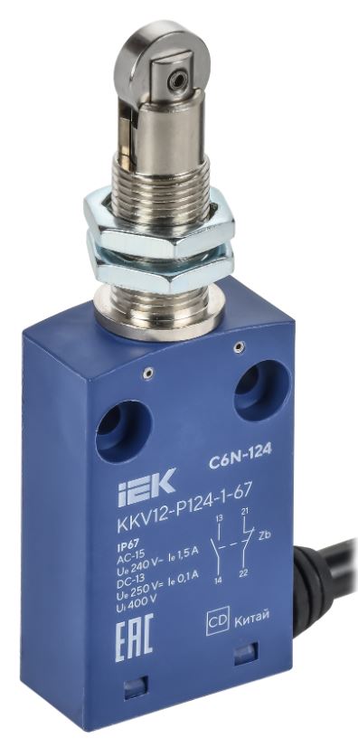 

Выключатель концевой IEK KKV12-P124-1-67 C6N-124 толкатель с нажимным роликом резьбовое крепление IP67, KKV12-P124-1-67