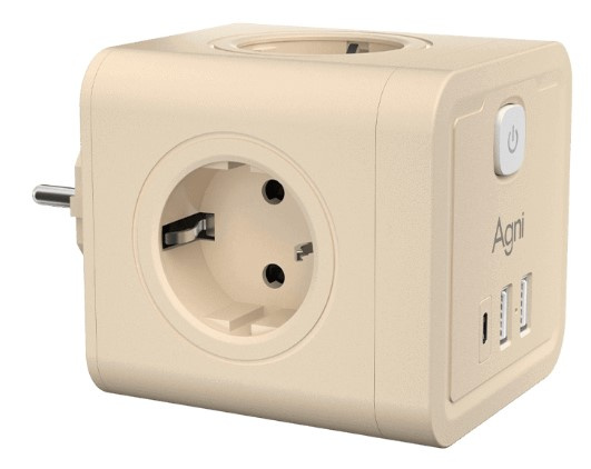 Изображение товара Разветвитель AGNI TP-WJ3U4E-C-ivory с USB и защитой 4 розетки