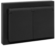 фото Розетка двухместная с заземлением в сборе  EKF UP1-SOB-211-44