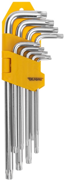 

Набор ключей KRANZ KR-12-5221 имбусовых Tamper-Torx KRANZ 9 шт., ТТ10-ТТ50, закаленные, удлиненные, никель, KR-12-5221