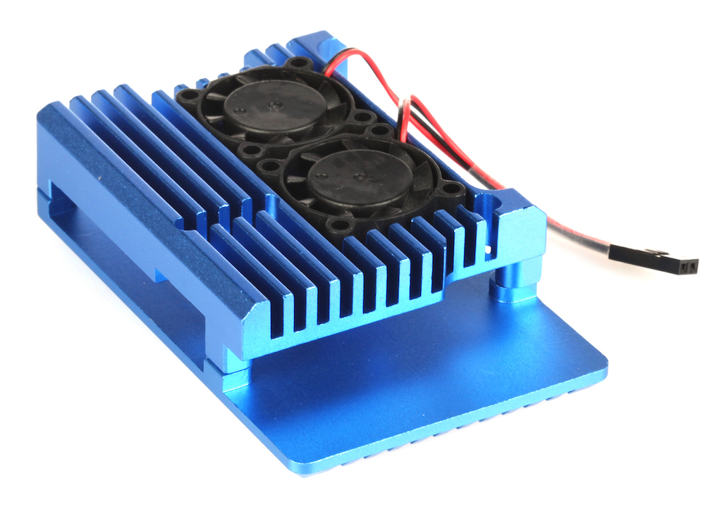 

Корпус Qumo RS008 Aluminium Case with double black fans, for Raspberry Pi 4, blue, RS008