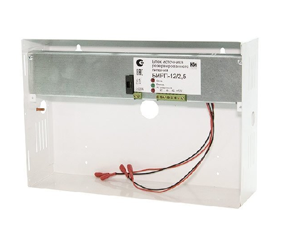 Источник питания резервный К-Инженеринг БИРП 12/2,5 номинальный ток нагрузки 2,5 А, максимальный ток нагрузки 2,8 А, под два аккумулятора 12 В/7 Ач, с