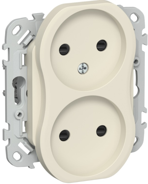 Изображение товара Розетка двухместная без заземления FLITE, 2 гнезда, IP20, сливочный