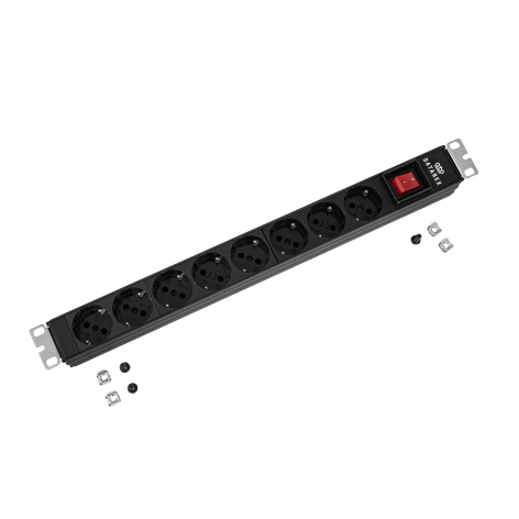 Изображение товара Блок розеток Datarex DR-432521 19" горизонтальный монтаж 1 фаза 10 А