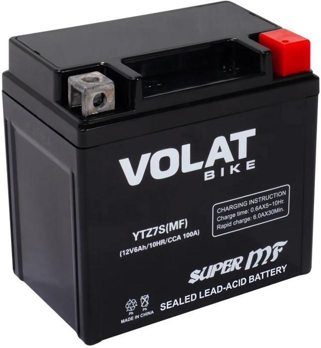 

Батарея VOLAT YTZ7S(MF)Volat (6 Ач, 12 V) Обратная, R+ 113x70x106 (для мототехники), YTZ7S(MF)Volat