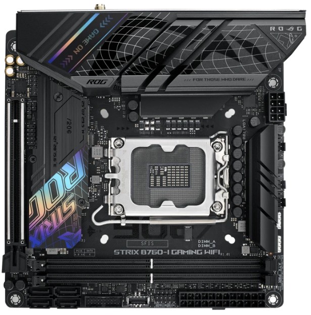 

Материнская плата mini-ITX ASUS ROG STRIX B760-I GAMING WIFI (LGA1700, B760, 2*DDR5, PCIe, 4*SATA, 2*M.2, WiFi, 3*USB 3.2, 3*USB 2.0, 2*USB Type-C, HD, ROG STRIX B760-I GAMING WIFI