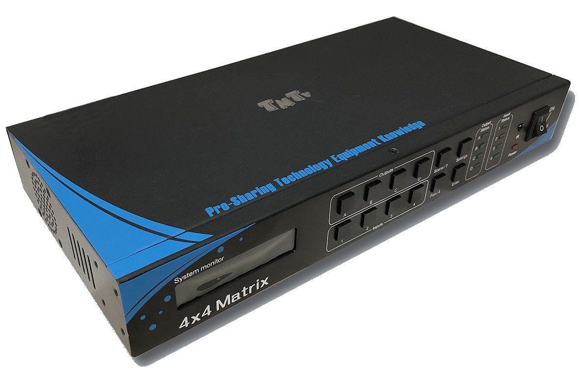 

Переключатель TNTV TNTV/TNT MMS-0404ESTE электрон., HDMI, 4/4 устройства, без шнуров, (шнуры до 15 м.;макс.разр. до 3840x2160 30Hz (4:4:4); 3D,DeepCol, TNTV/TNT MMS-0404ESTE