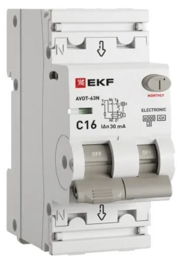 

Автомат дифференциальный EKF D63N26EA20C30 АВДТ-63N 1P+N 20А (C) 30мА (A) эл 6кА PROXIMA, D63N26EA20C30