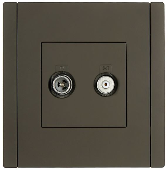

Розетка телевизионная IEK FP-AF20-O-K03 FORTE&PIANO TV+SAT FP338 серый, FP-AF20-O-K03