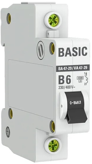 

Автоматический выключатель EKF mcb4729-1-06-B 1P 6А (B) 4,5кА ВА 47-29, mcb4729-1-06-B