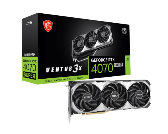 Изображение товара Видеокарта MSI GeForce RTX 4070 SUPER 12G VENTUS 3X OC — игровая и профессиональная мощь