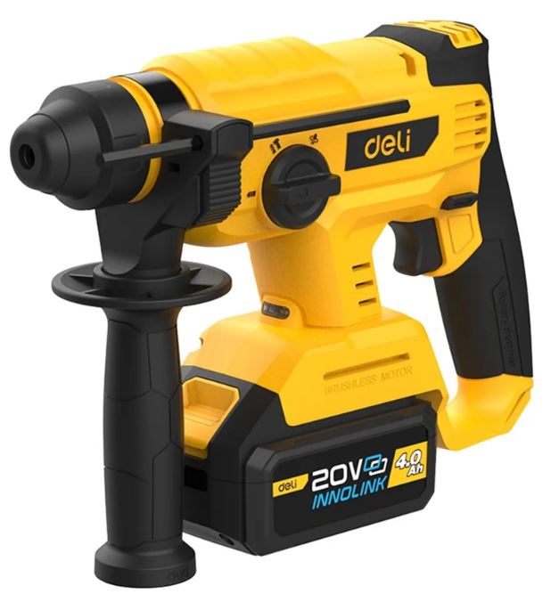 

Перфоратор аккумуляторный Deli DC300 (2 АКБ*4Ач + ЗУ, 20V, SDS PLUS, 2Дж, 4500уд/мин, 1400об/мин, сумка), DC300