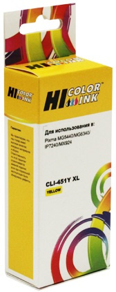 Изображение товара Картридж Hi-Black HB-CLI-451XL-Y для Canon PIXMA высокая яркость яркая печать